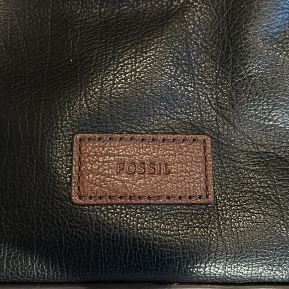 Unisex Fossil Leather Briefcase - Black/Brown- Excellent Condition - Picture 2 of 15